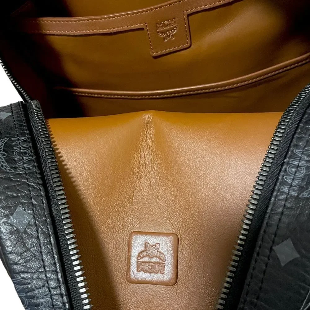 MCM Blk/Gry Monogram Stark Side Studs Backpack in Visetos |Size: 42.5cm|